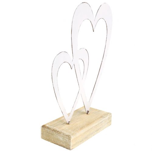 Floristik24 Double coeur blanc au pied H18cm
