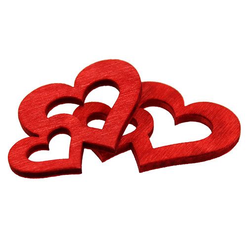 Floristik24 Coeurs doubles en bois à disperser 4cm rouge 72 pcs