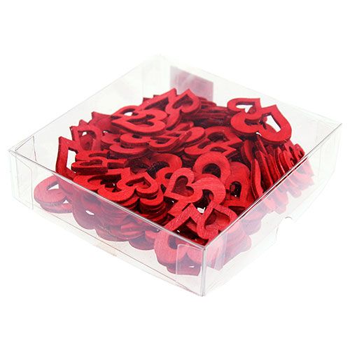 Floristik24 Coeurs doubles en bois à disperser 4cm rouge 72 pcs