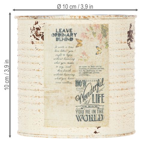Article Pot de fleurs en métal crème style shabby chic Ø11cm H10.5cm