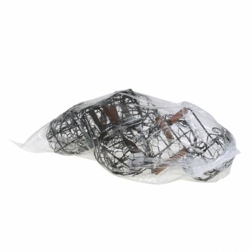 Article Variation de mini paniers en fil métallique avec manche en bois, brun rouille, H10,5–11,5 cm, 9 pièces