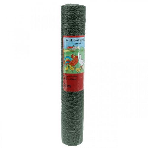 Article Maille hexagonale en fil vert, treillis métallique enduit de PVC 50cm × 10m