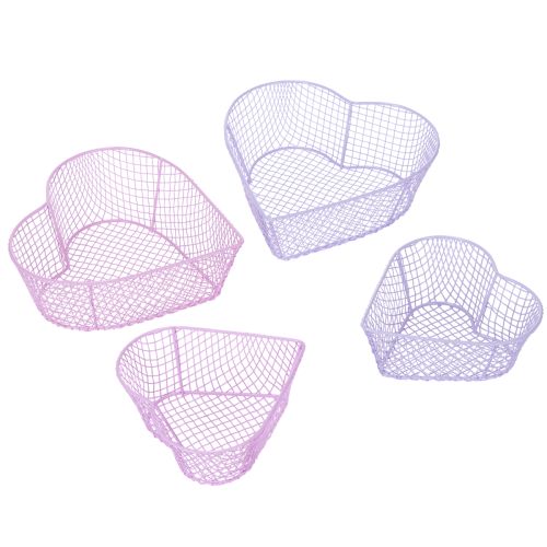 Paniers en fil de fer, en forme de cœur, pour la décoration et le rangement, 20 cm, lot de 4