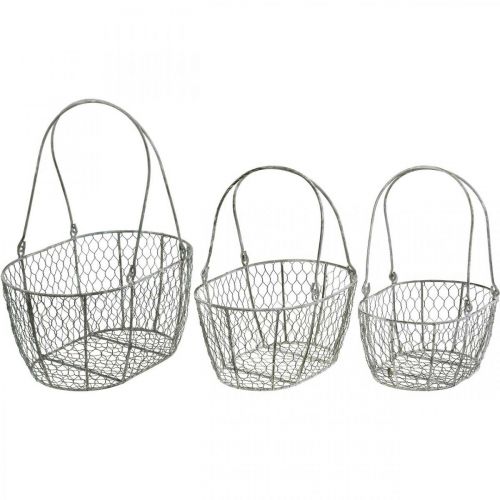 Article Corbeille fil, corbeille de Pâques, corbeille déco métal L32/28,5/25cm lot de 3