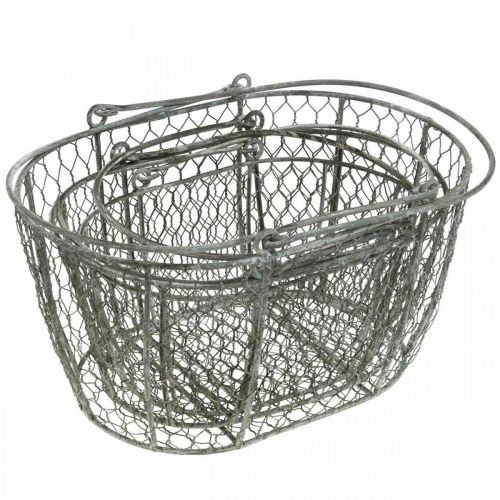 Article Corbeille fil, corbeille de Pâques, corbeille déco métal L32/28,5/25cm lot de 3