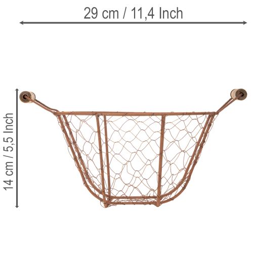 Panier rond vintage en fil de fer avec poignées en bois, finition rouille, Ø 22 cm | Floristik24.fr