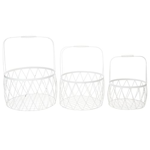 Article Panier en fil de fer avec poignée, métal blanc, Ø 25/30/35 cm, lot de 3