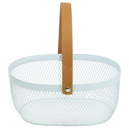 Floristik24 Panier métallique blanc avec anse 23,5 x 18 x 10 cm