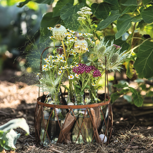 Set de 2 paniers ovales en métal rouillé avec anses – Décoration intérieure et florale | Floristik24.fr