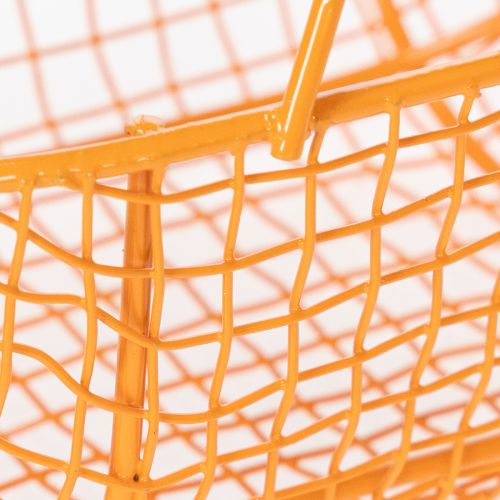 Article Panier en fil de fer avec poignée en bois. Design pratique. Idéal pour les décorations printanières, à la maison comme au bureau. 17 cm, lot de 6.