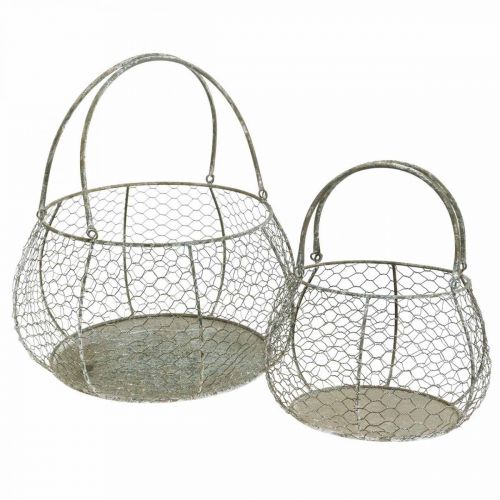 Floristik24 Panier grillagé shabby chic corbeille grillagée décoration jardin Ø37/26cm lot de 2