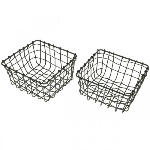 Floristik24 Panier de rangement, panier à planter, mini panier grillagé carré 12 × 12cm 2pcs