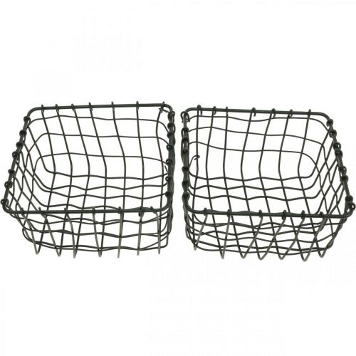 Floristik24 Panier de rangement, panier à planter, mini panier grillagé carré 12 × 12cm 2pcs