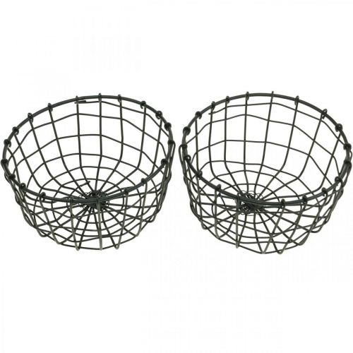 Floristik24 Panier à planter, mini panier grillagé, panier à planter rond Ø12cm H6.5cm 2pcs