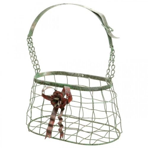 Floristik24 Sac à anse, panier métal, jardinière fil, panier jardinière L28.5cm H33cm