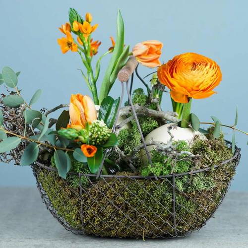 Floristik24 Corbeille en fil avec support en métal brun 20/25 / 30cm, lot de 3