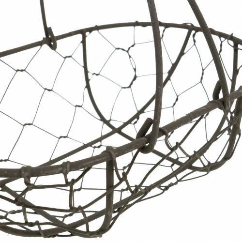 Article Panier métallique ovale avec anse gris 17×11cm H15cm 2pcs