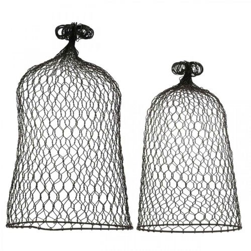 Floristik24 Cloche décorative en métal, aide à l'escalade, fil de fer marron, patine H50/41cm Ø30/25cm, lot de 2