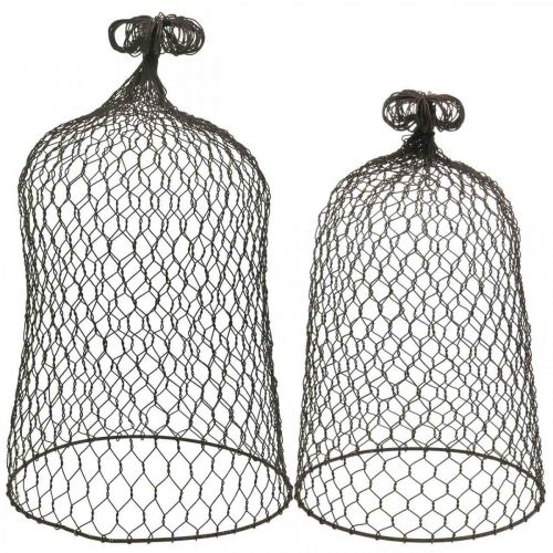 Floristik24 Cloche décorative en métal, aide à l'escalade, fil de fer marron, patine H50/41cm Ø30/25cm, lot de 2