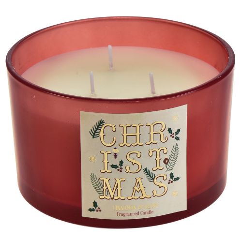 Floristik24 Bougie trois mèches Bougie parfumée de Noël dans un verre œillet cannelle Ø13cm