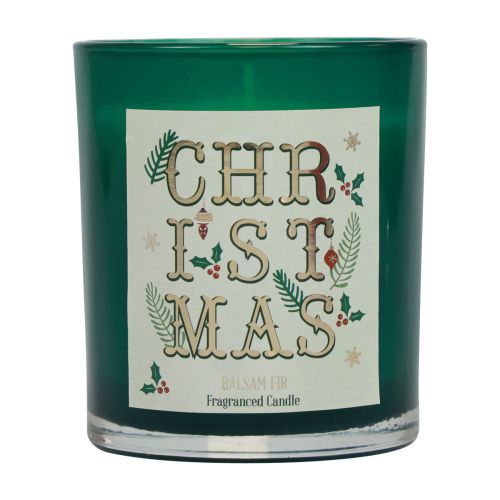 Floristik24 Bougie parfumée Bougie parfumée de Noël dans un verre sapin baumier vert Ø8cm