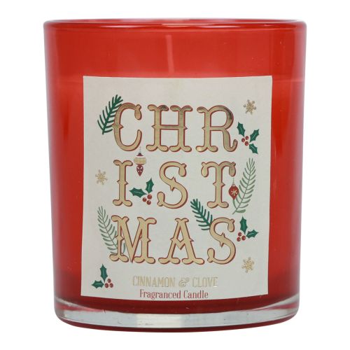 Bougie parfumée Bougie parfumée de Noël dans un verre clou de girofle de cannelle rouge Ø8cm
