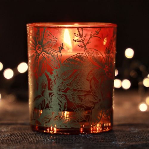 Article Bougie parfumée Bougie de Noël rouge en verre Bougie de Noël Ø7,5cm