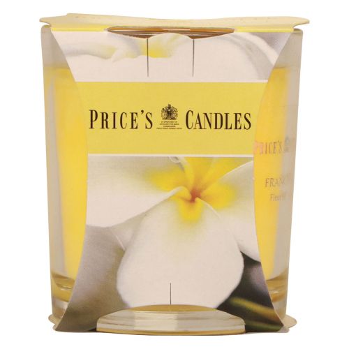 Article Bougie parfumée dans un verre senteur d&#39;été Jaune Frangipanier H8cm