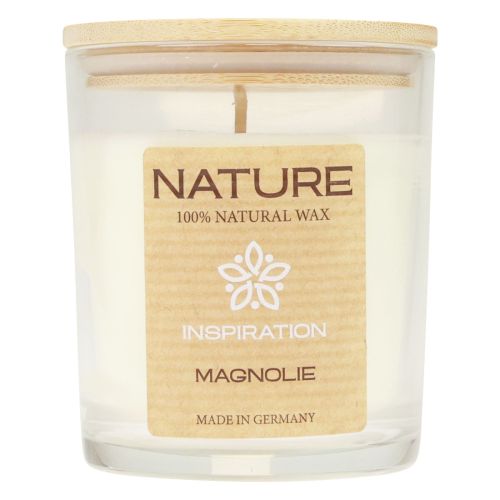 Floristik24 Bougie parfumée dans un verre en cire naturelle Wenzel Candles Magnolia 85×70mm