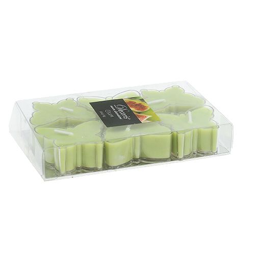 Floristik24 Bougie chauffe-plat parfumée papillon Ø 4,8 cm H. 2 cm verte 6 p.