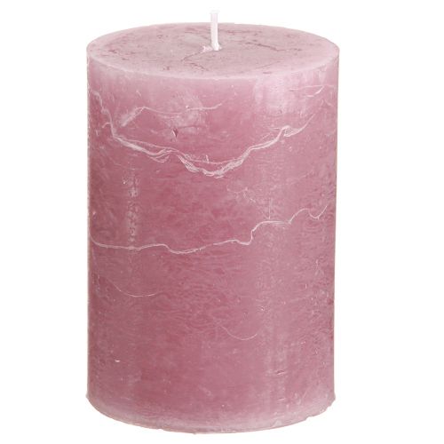 Article Bougies piliers unies rose vieux rose 70x100mm 4 pcs