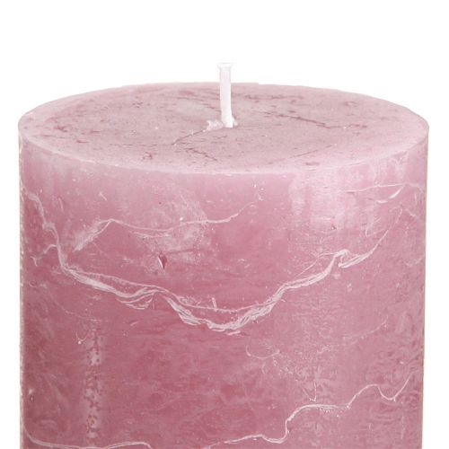 Article Bougies piliers unies rose vieux rose 70x100mm 4 pcs