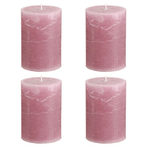 Article Bougies piliers unies rose vieux rose 70x100mm 4 pcs