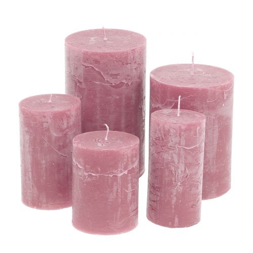 Article Bougies de couleur unie vieux rose différentes tailles