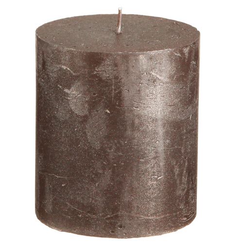 Article Bougies unies marron cuivre métallisé 70×80mm 4 pcs