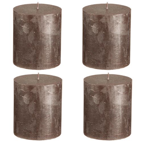 Article Bougies unies marron cuivre métallisé 70×80mm 4 pcs