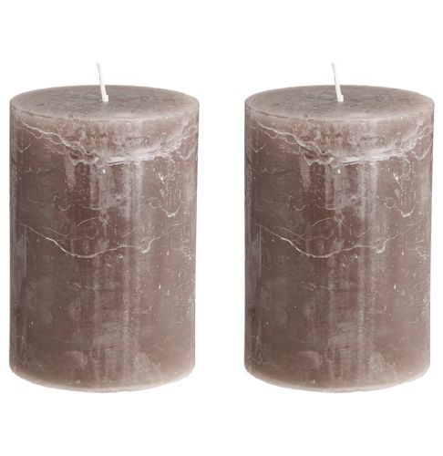 Article Bougies de couleur unie bougies pilier marron 85×120mm 2 pcs
