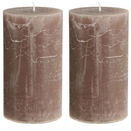Article Bougies de couleur unie bougies pilier marron 85×150mm 2 pcs
