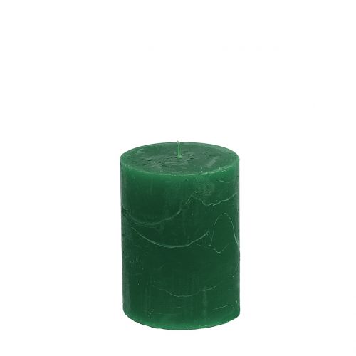 Floristik24 Bougies colorées unies vert foncé 60x80mm 4pcs