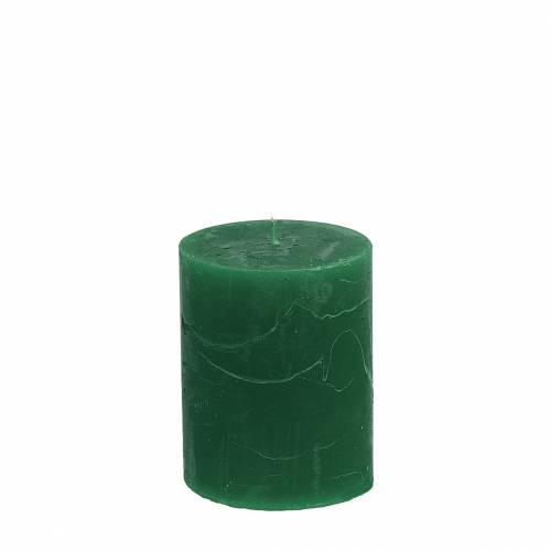 Floristik24 Bougies colorées unies vert foncé 70x80mm 4pcs