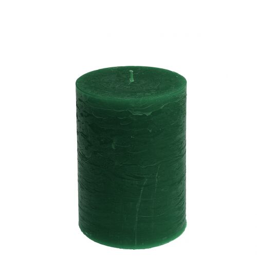 Floristik24 Bougies colorées unies vert foncé 85x120mm 2pcs