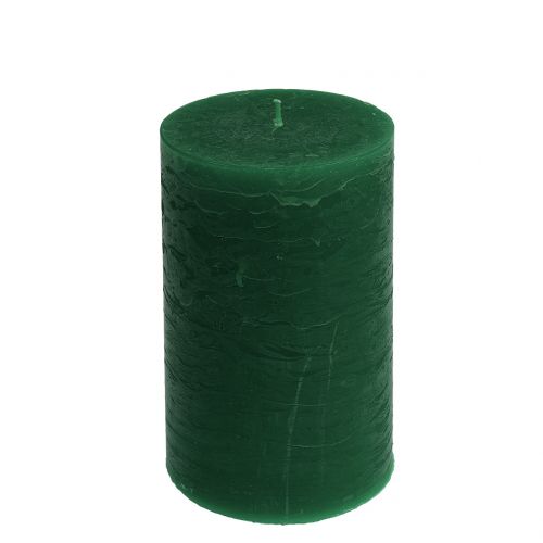 Floristik24 Bougies colorées unies vert foncé 85x150mm 2pcs