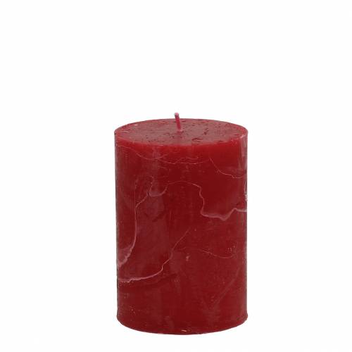 Floristik24 Bougies colorées unies rouge foncé 70x100mm 4pcs