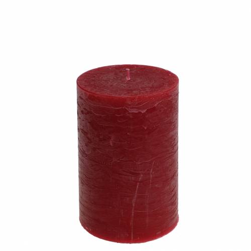 Floristik24 Bougies de couleur unie rouge foncé 70x120mm 4 pcs