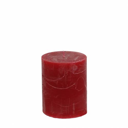 Floristik24 Bougies colorées unies rouge foncé 70x80mm 4pcs