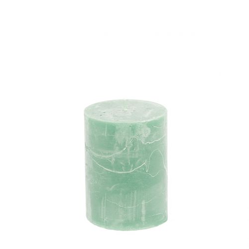 Floristik24 Bougies colorées unies vert clair 60x80mm 4pcs