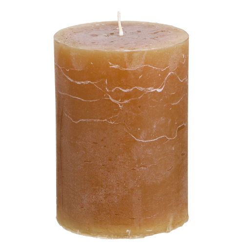 Article Bougies de couleur unie bougies pilier caramel 70×100mm 4 pcs