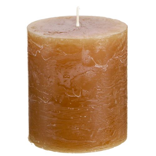 Article Bougies de couleur unie bougies pilier caramel 70×80mm 4 pcs