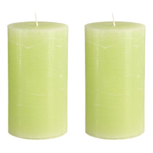Article Bougies unies vert citron Bougies pilier 85×150mm 2 pcs