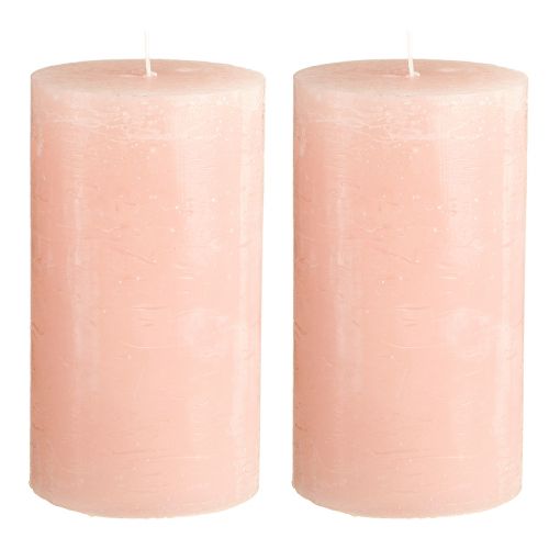 Article Bougies de couleur unie bougies pilier roses rose clair 85×150mm 2 pcs